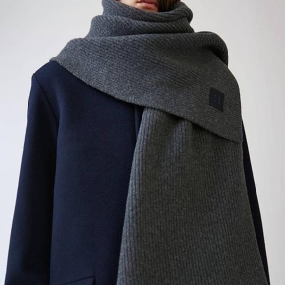Acne Studios Bansy N Face  wool Scarf  Charcoal OS - Picture 5 of 5